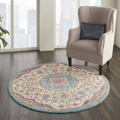 5' X 7' Pink And Green Dhurrie Area Rug