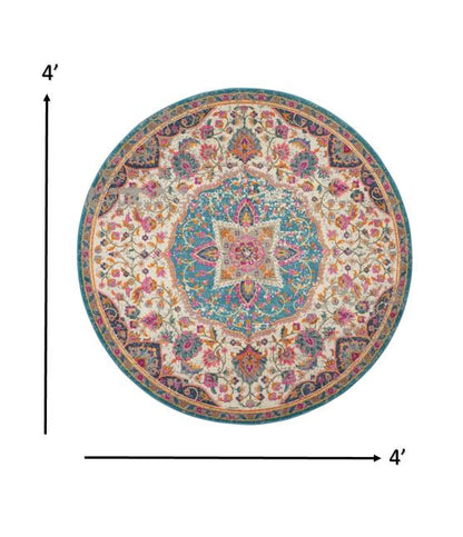 5' X 7' Pink And Green Dhurrie Area Rug