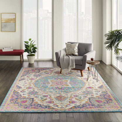5' X 7' Pink And Green Dhurrie Area Rug