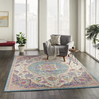 5' X 7' Pink And Green Dhurrie Area Rug