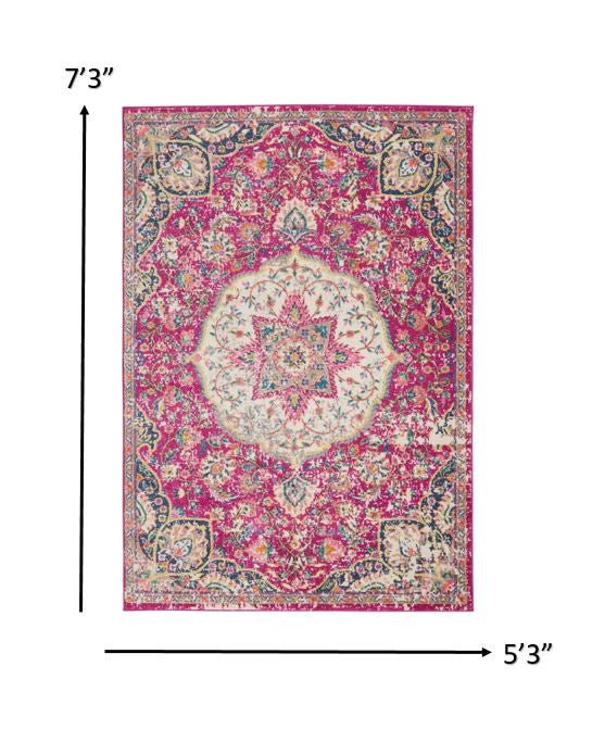 5' X 7' Pink Dhurrie Area Rug
