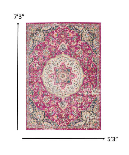 5' X 7' Pink Dhurrie Area Rug
