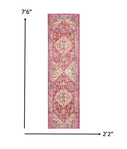 5' X 7' Pink And Ivory Power Loom Area Rug