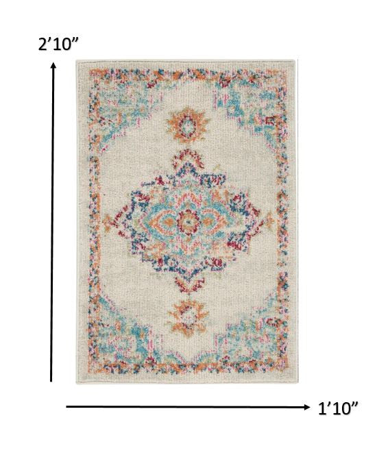 4' X 6' Gray And Ivory Power Loom Area Rug