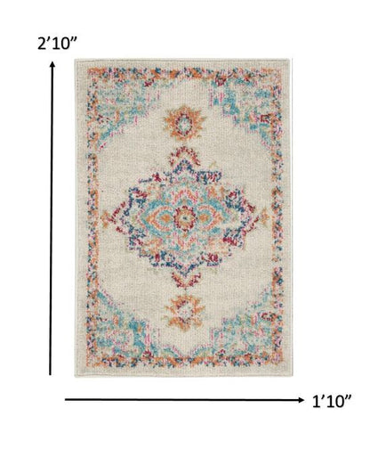 4' X 6' Gray And Ivory Power Loom Area Rug