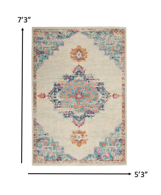 4' X 6' Gray And Ivory Power Loom Area Rug