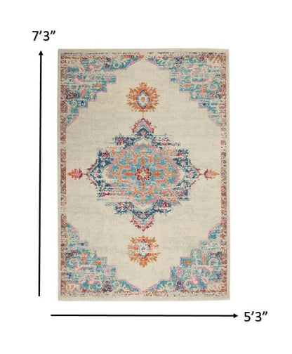 4' X 6' Gray And Ivory Power Loom Area Rug