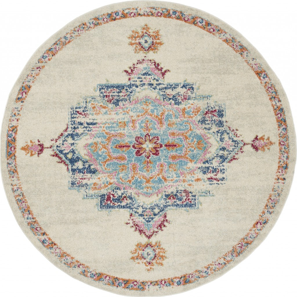 4' X 6' Gray And Ivory Power Loom Area Rug