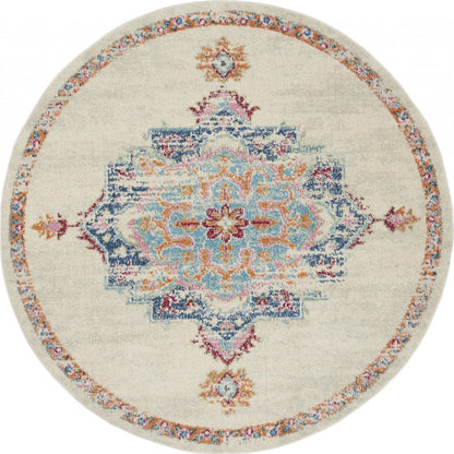 4' X 6' Gray And Ivory Power Loom Area Rug