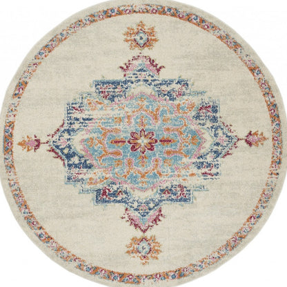 4' X 6' Gray And Ivory Power Loom Area Rug