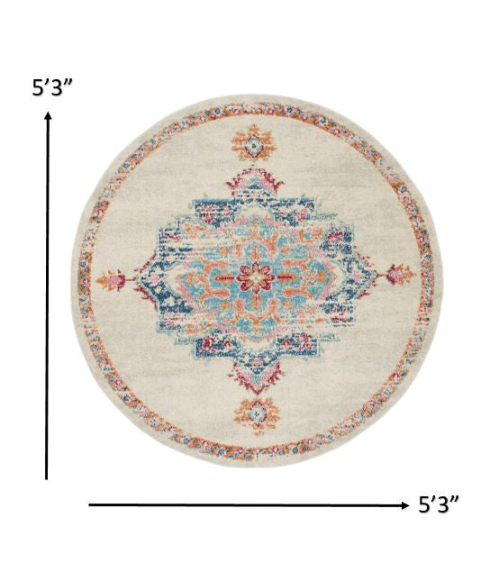 4' X 6' Gray And Ivory Power Loom Area Rug