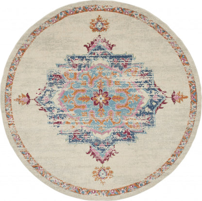 4' X 6' Gray And Ivory Power Loom Area Rug