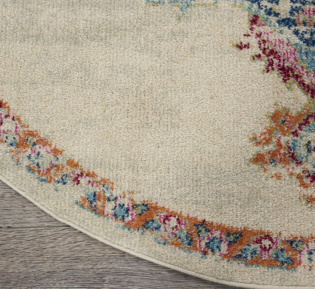 4' X 6' Gray And Ivory Power Loom Area Rug