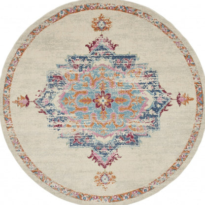 4' X 6' Gray And Ivory Power Loom Area Rug