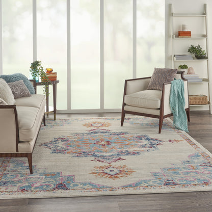 4' X 6' Gray And Ivory Power Loom Area Rug