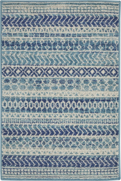 5' X 7' Navy Blue Southwestern Power Loom Area Rug