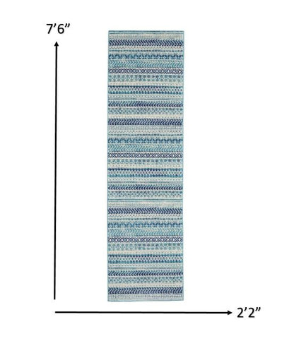 5' X 7' Navy Blue Southwestern Power Loom Area Rug