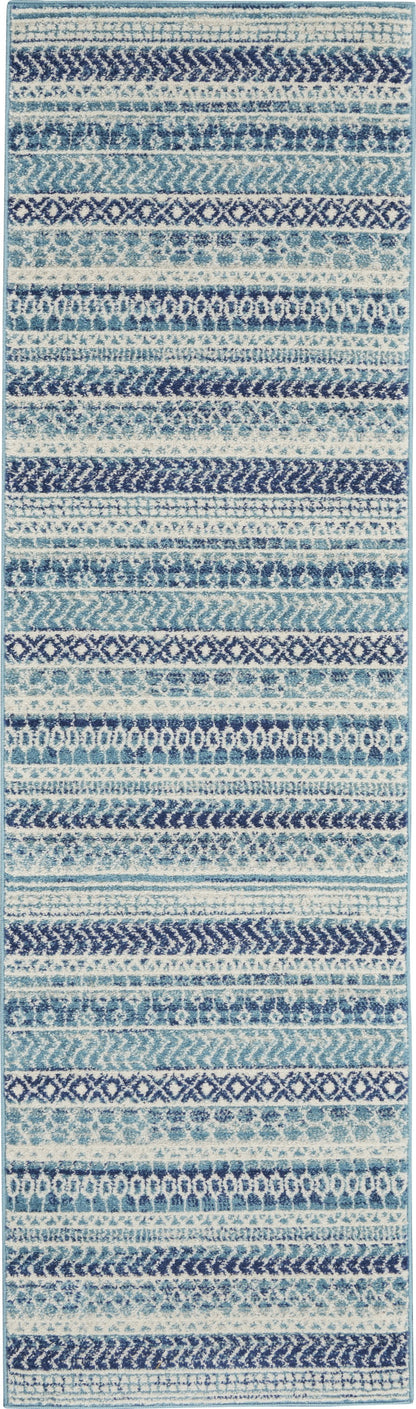 5' X 7' Navy Blue Southwestern Power Loom Area Rug