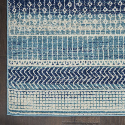 5' X 7' Navy Blue Southwestern Power Loom Area Rug