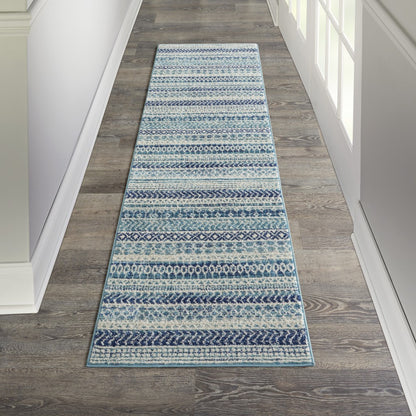 5' X 7' Navy Blue Southwestern Power Loom Area Rug