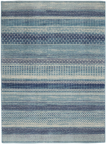 5' X 7' Navy Blue Southwestern Power Loom Area Rug