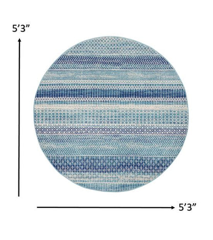 5' X 7' Navy Blue Southwestern Power Loom Area Rug