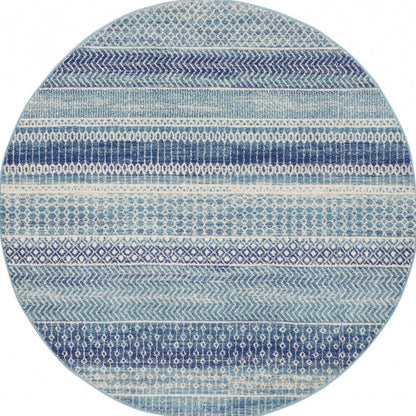 5' X 7' Navy Blue Southwestern Power Loom Area Rug