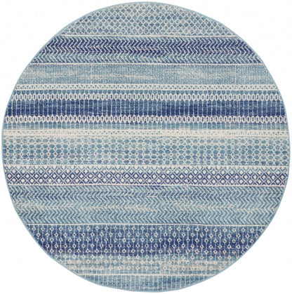 5' X 7' Navy Blue Southwestern Power Loom Area Rug