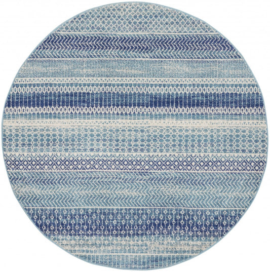 5' X 7' Navy Blue Southwestern Power Loom Area Rug