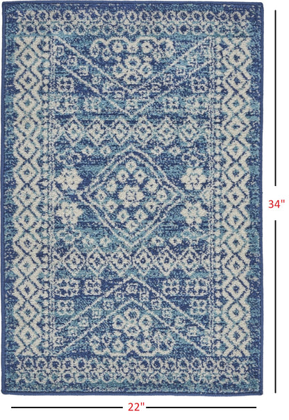8' Navy Blue Power Loom Runner Rug