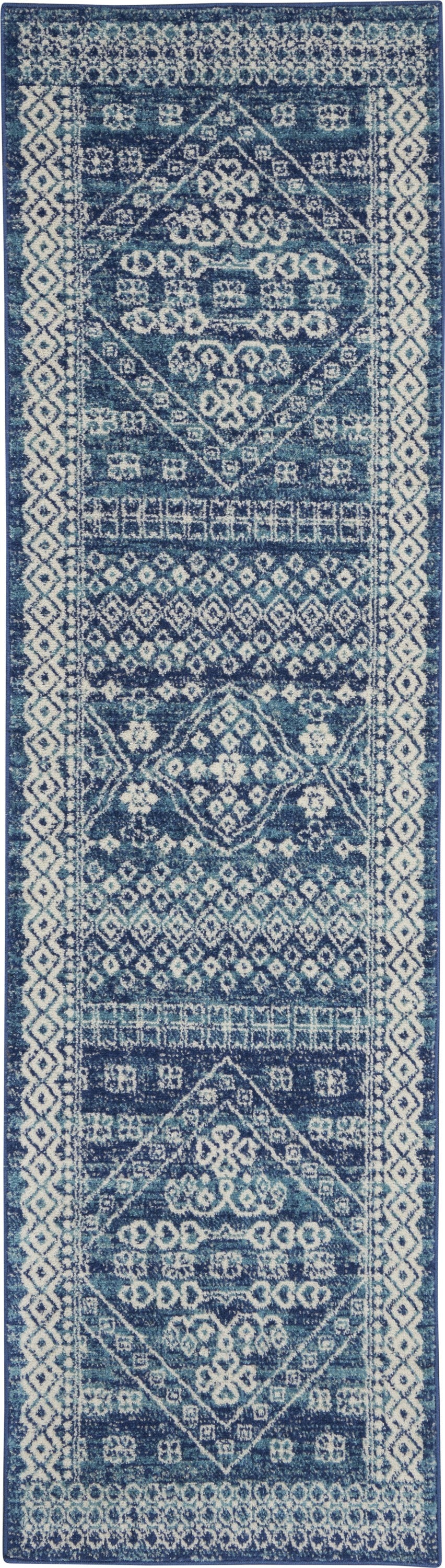 8' Navy Blue Power Loom Runner Rug