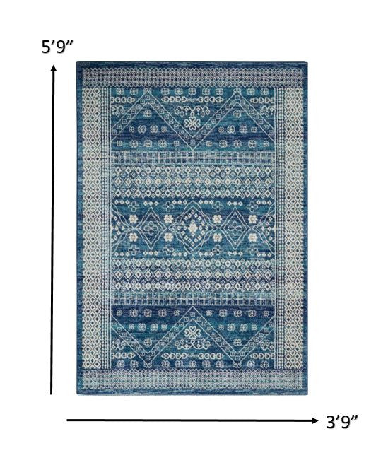 8' Navy Blue Power Loom Runner Rug