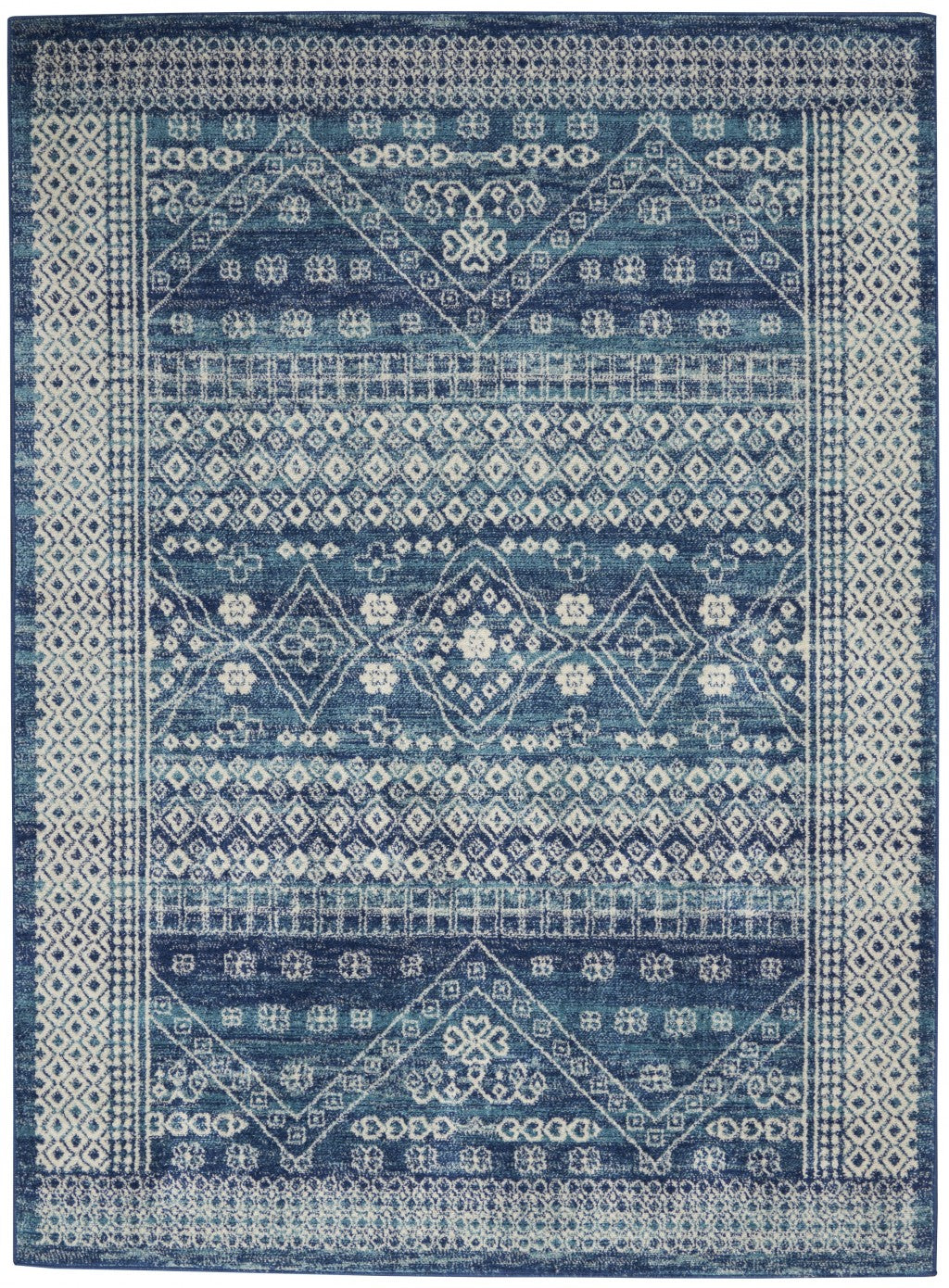 8' Navy Blue Power Loom Runner Rug