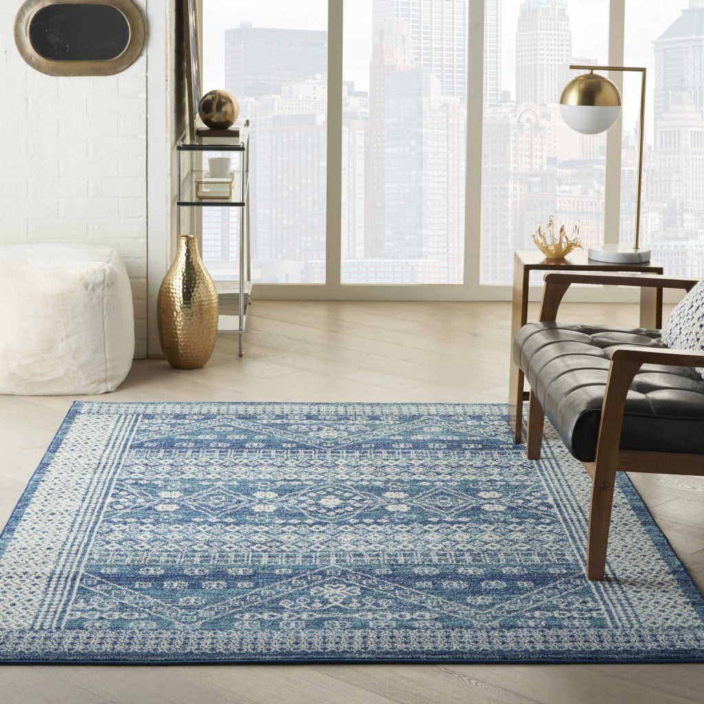 8' Navy Blue Power Loom Runner Rug
