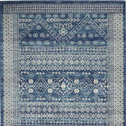 8' Navy Blue Power Loom Runner Rug