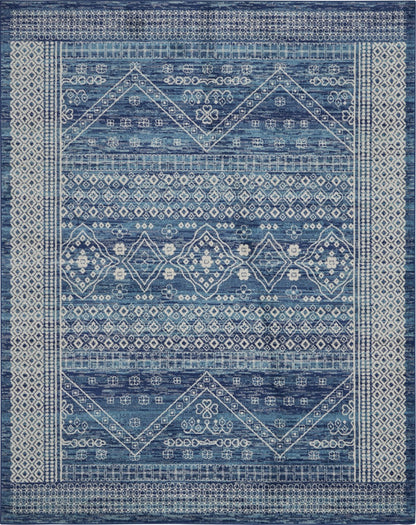 8' Navy Blue Power Loom Runner Rug