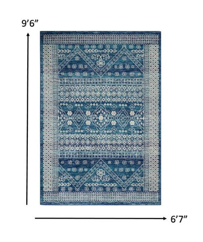 8' Navy Blue Power Loom Runner Rug