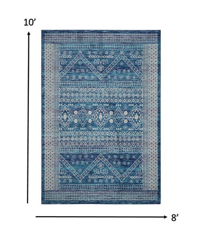 8' Navy Blue Power Loom Runner Rug