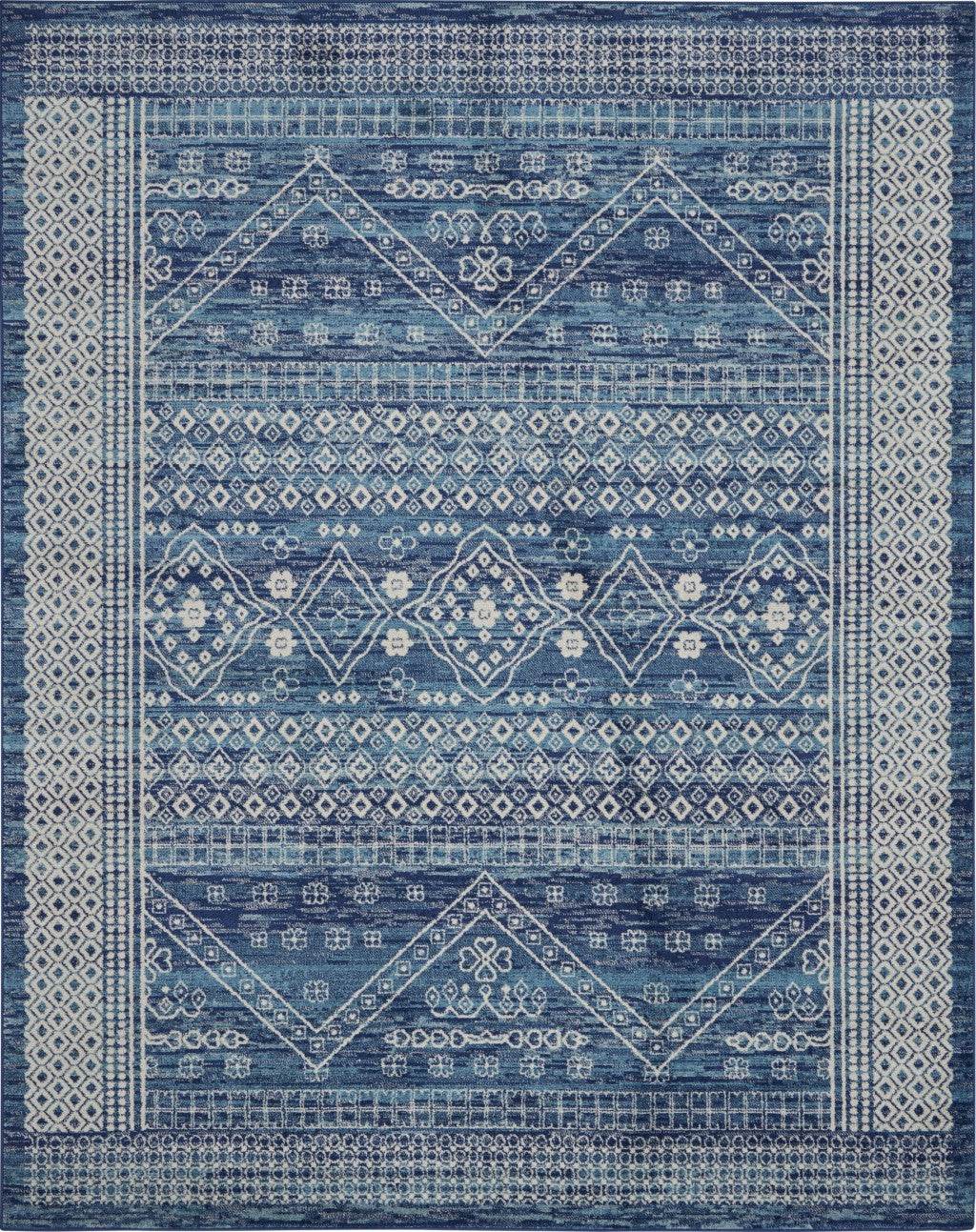 8' Navy Blue Power Loom Runner Rug
