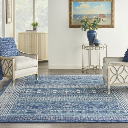 8' Navy Blue Power Loom Runner Rug