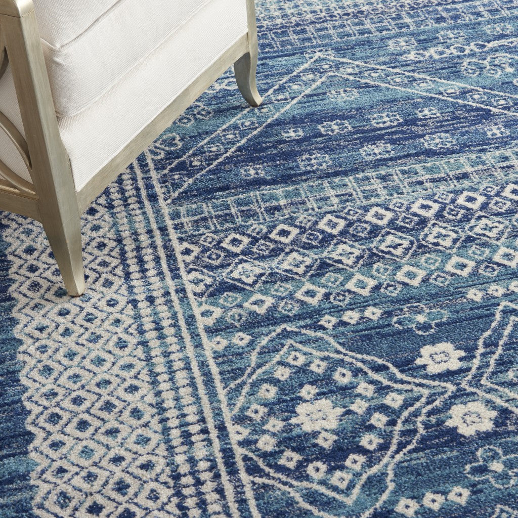 8' Navy Blue Power Loom Runner Rug