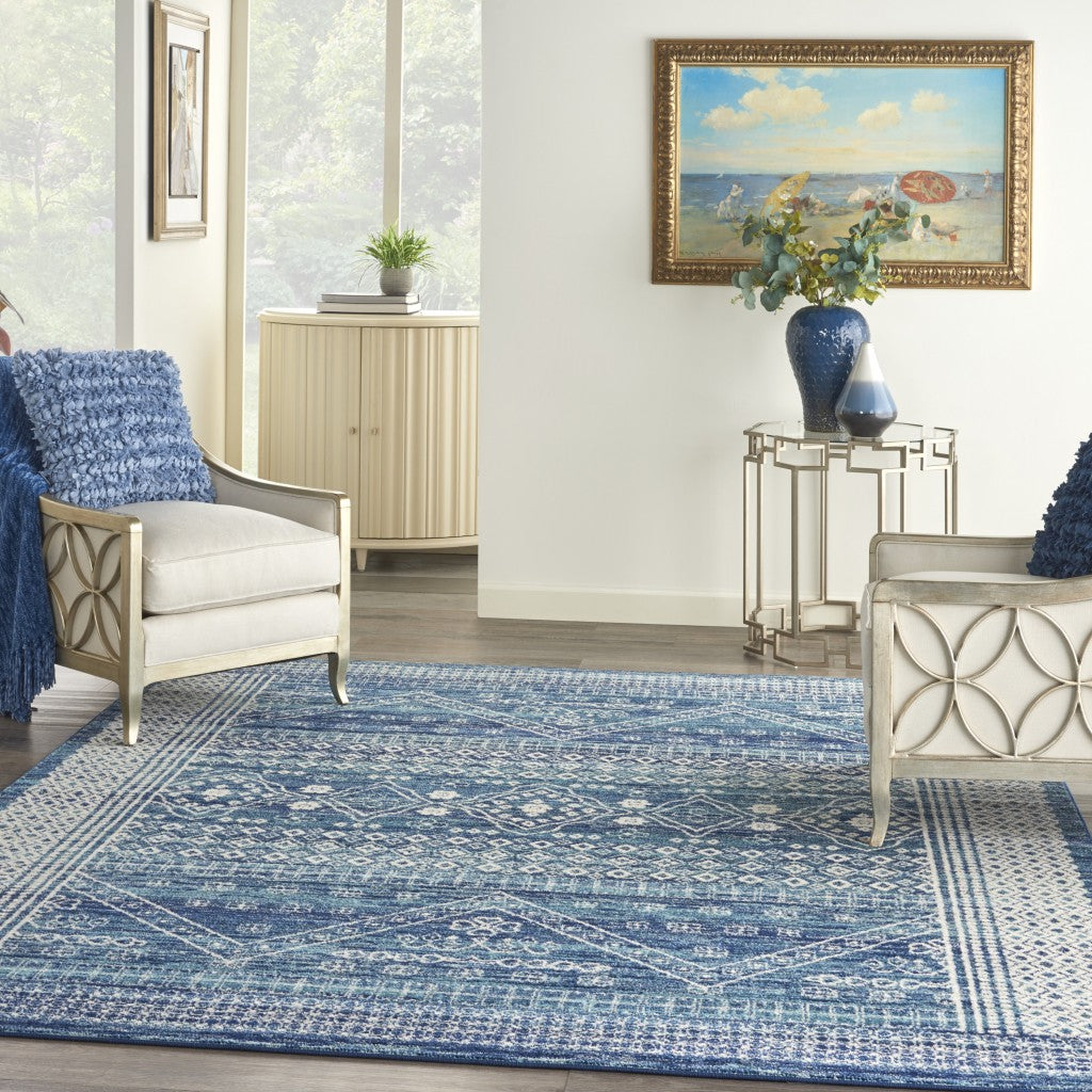 8' Navy Blue Power Loom Runner Rug