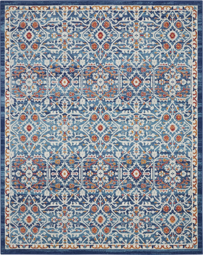 2' X 3' Blue And Ivory Floral Power Loom Area Rug