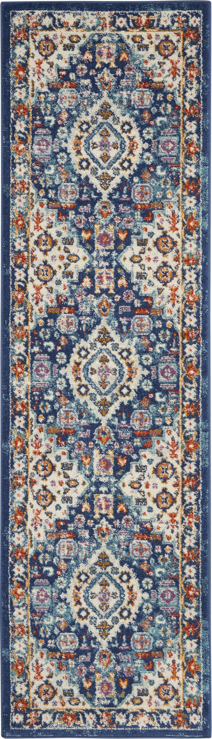 5' X 7' Blue And Ivory Power Loom Area Rug