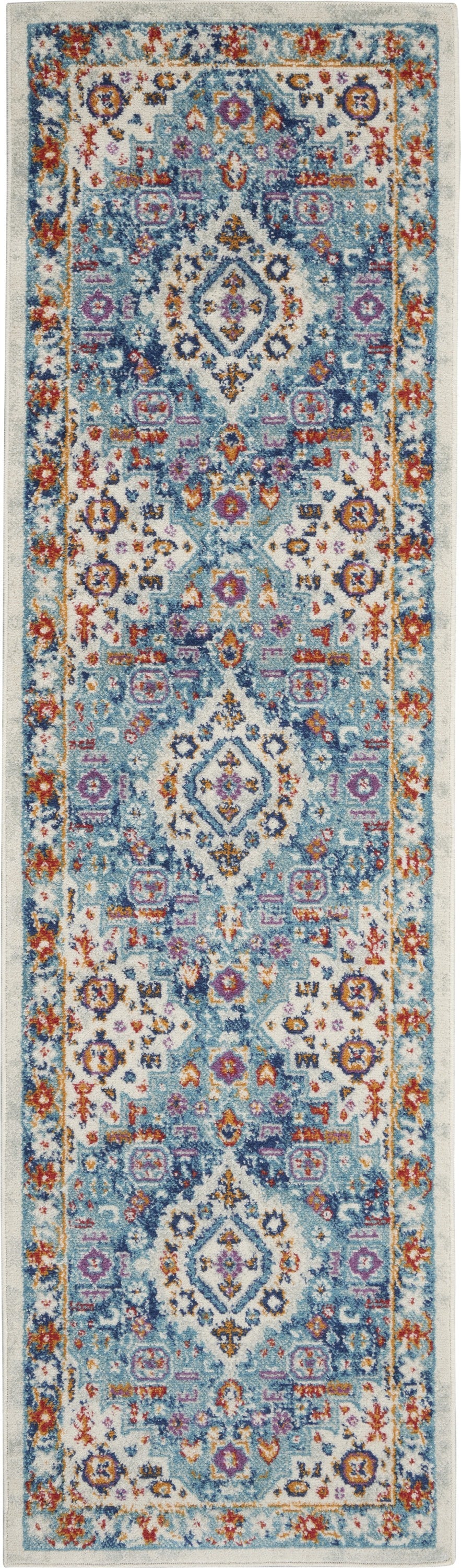 5' X 7' Blue And Ivory Power Loom Area Rug