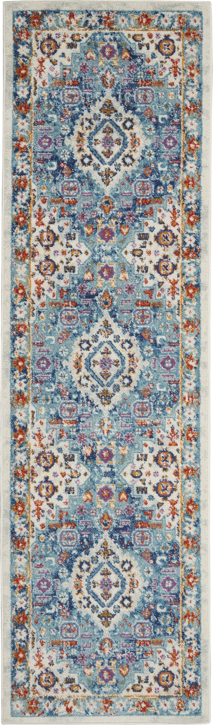 5' X 7' Blue And Ivory Power Loom Area Rug