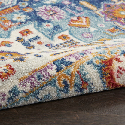 5' X 7' Blue And Ivory Power Loom Area Rug