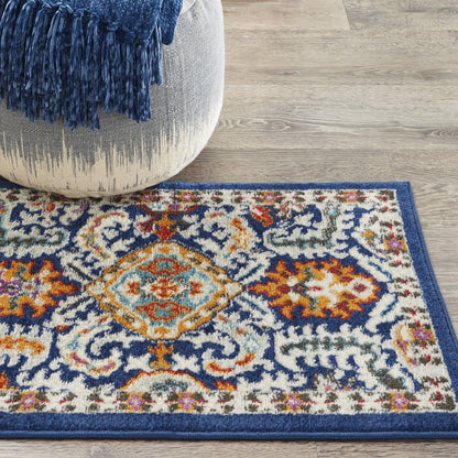 8' X 10' Blue And Ivory Power Loom Area Rug