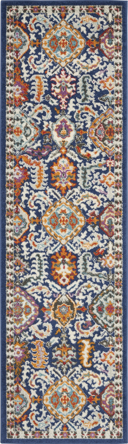 8' X 10' Blue And Ivory Power Loom Area Rug