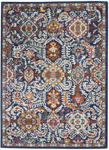 8' X 10' Blue And Ivory Power Loom Area Rug